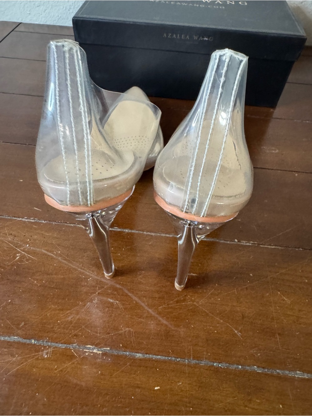 Alexandre Wang Nude Pointed-Toe Clear Slingback Heels - Picture 5 of 7